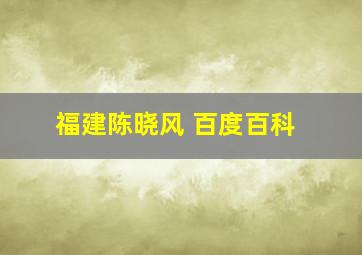 福建陈晓风 百度百科